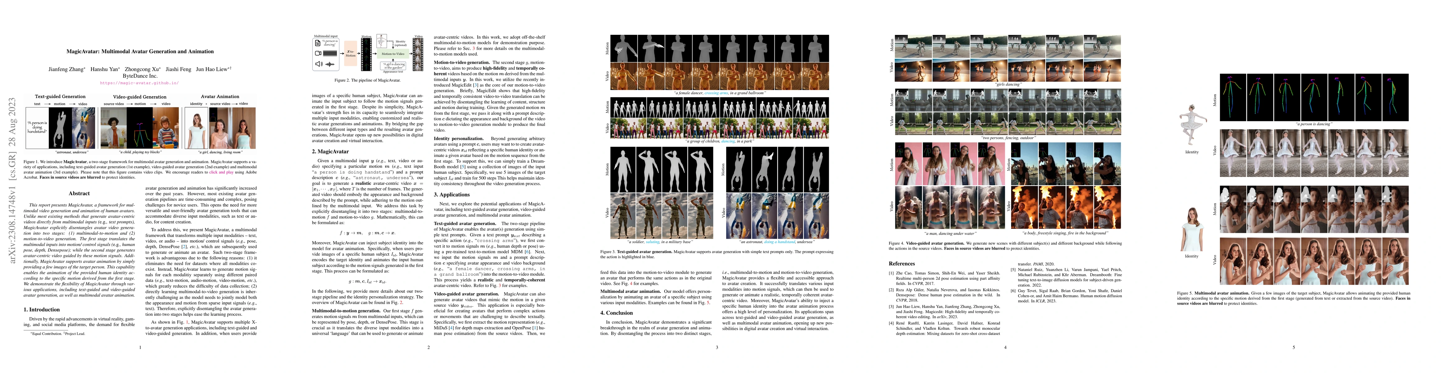 Thumbnail for MagicAvatar: Multimodal Avatar Generation and Animation
