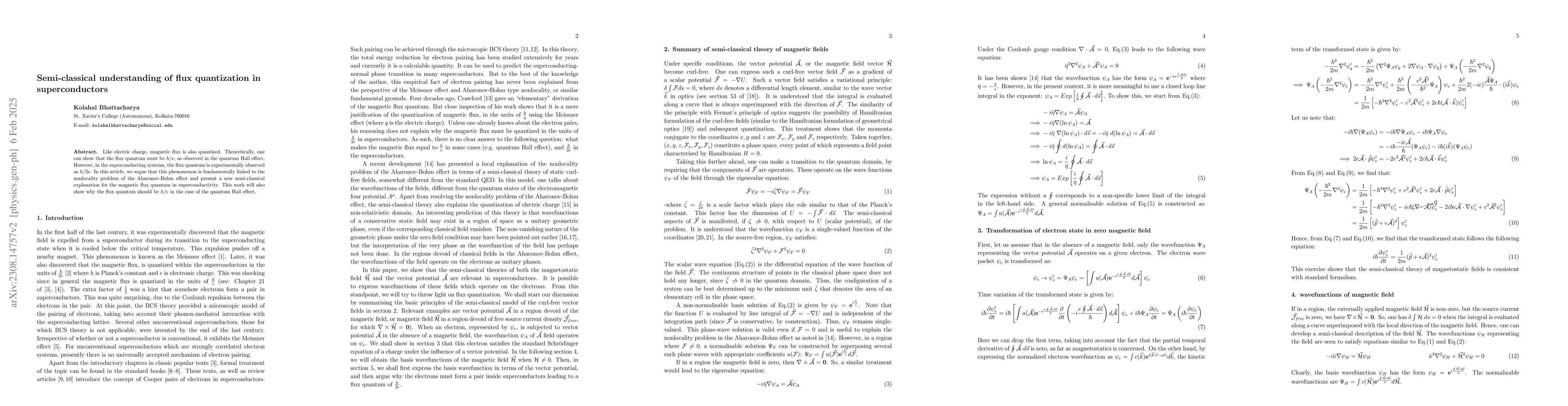 Thumbnail for Semi-classical understanding of flux quantization in superconductors