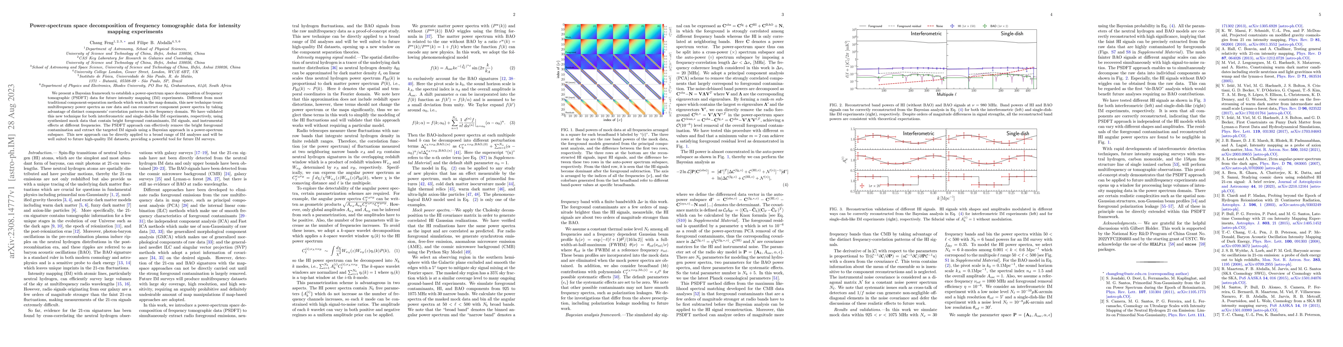 Thumbnail for Power-spectrum space decomposition of frequency tomographic data for
  intensity mapping experiments