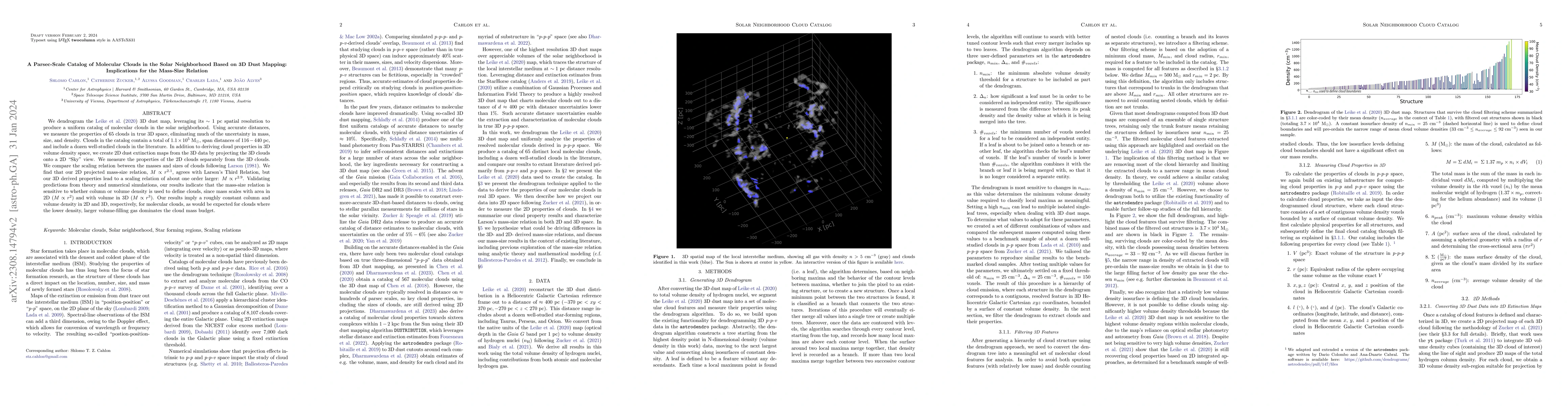 Thumbnail for A Parsec-Scale Catalog of Molecular Clouds in the Solar Neighborhood
  Based on 3D Dust Mapping: Implications for the Mass-Size Relation