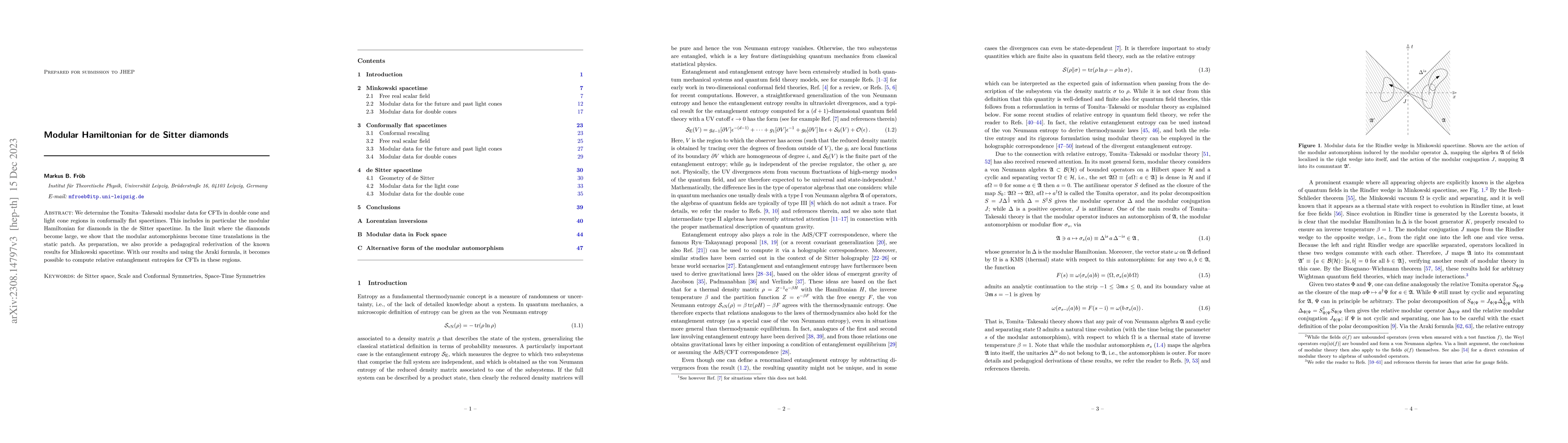 Thumbnail for Modular Hamiltonian for de Sitter diamonds