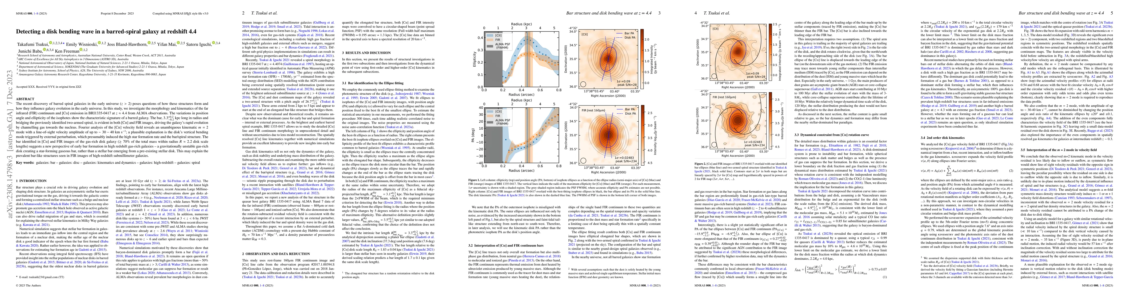 Thumbnail for Detecting a disk bending wave in a barred-spiral galaxy at redshift 4.4