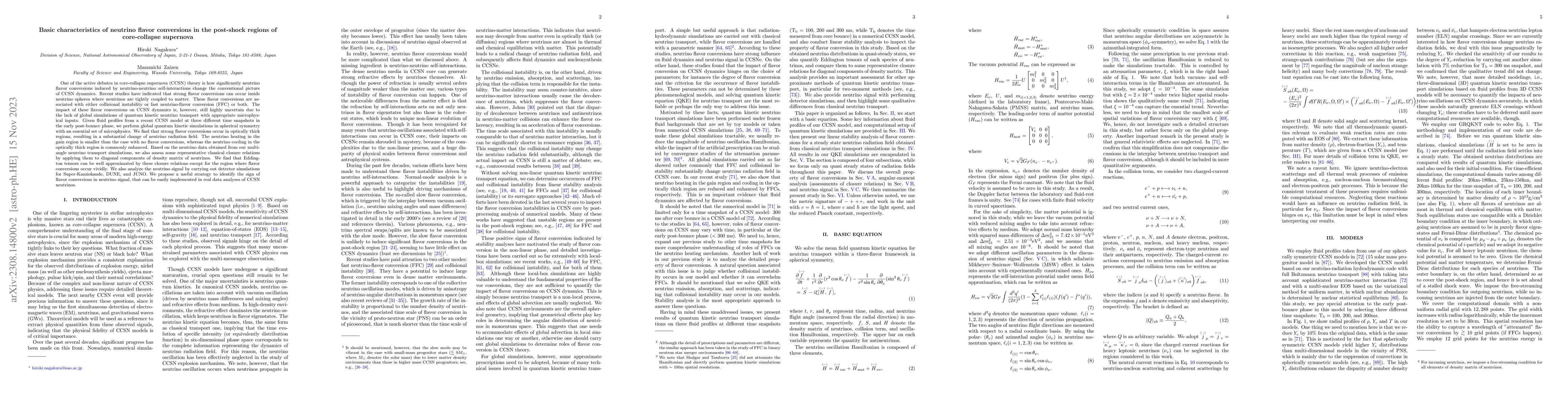 Thumbnail for Basic characteristics of neutrino flavor conversions in the post-shock
  regions of core-collapse supernova