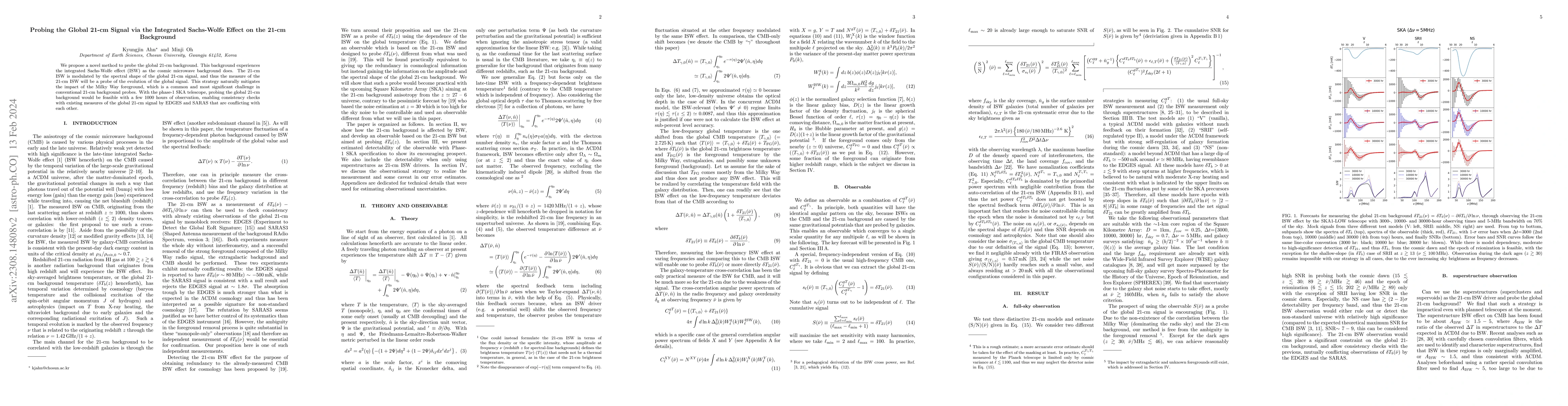 Thumbnail for Probing the Global 21-cm Signal via the Integrated Sachs-Wolfe Effect on
  the 21-cm Background