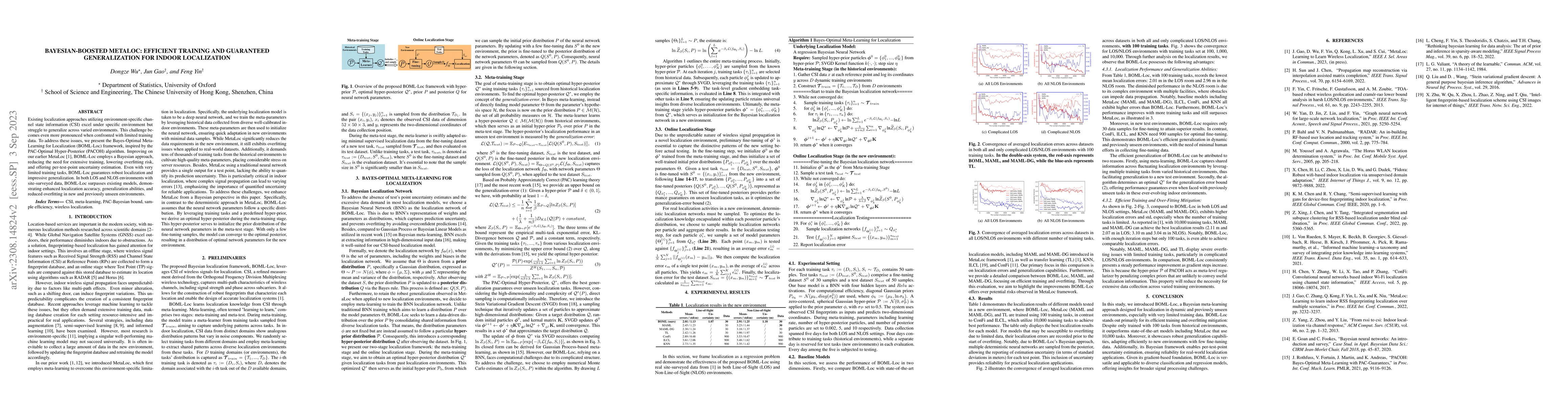 Thumbnail for Bayesian-Boosted MetaLoc: Efficient Training and Guaranteed
  Generalization for Indoor Localization