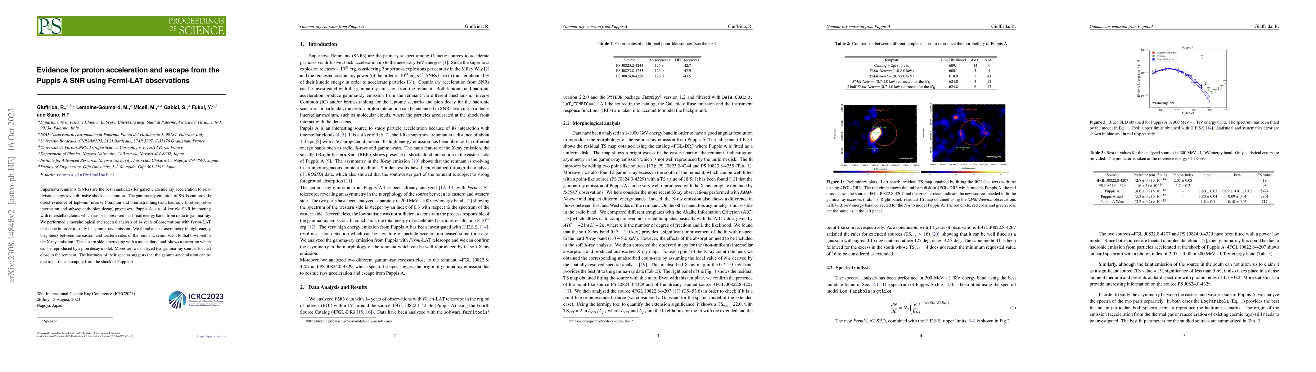 Thumbnail for Evidence for proton acceleration and escape from the Puppis A SNR using
  Fermi-LAT observations