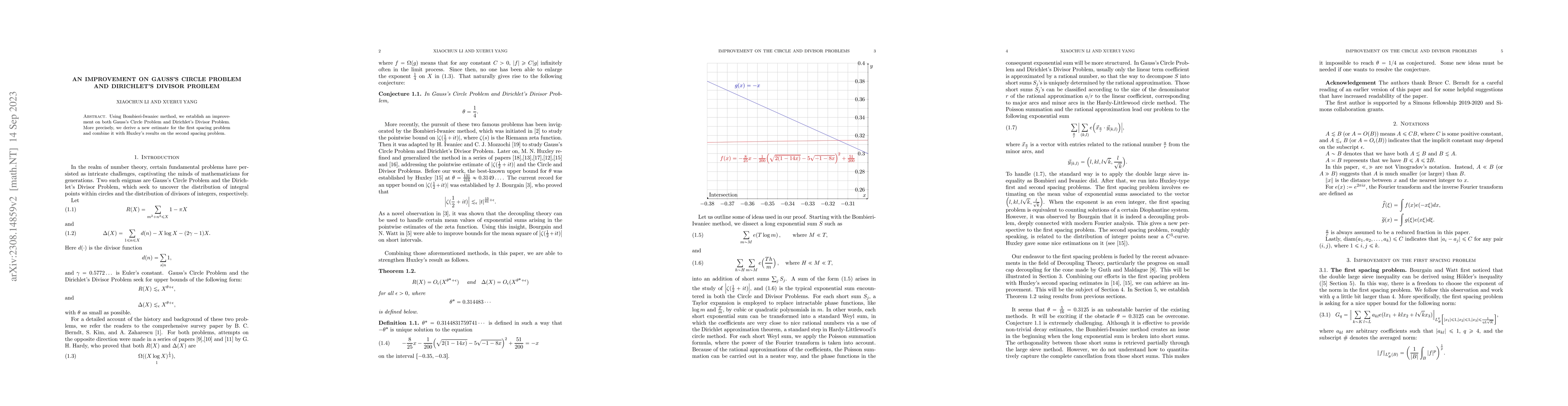 Thumbnail for An improvement on Gauss's Circle Problem and Dirichlet's Divisor Problem