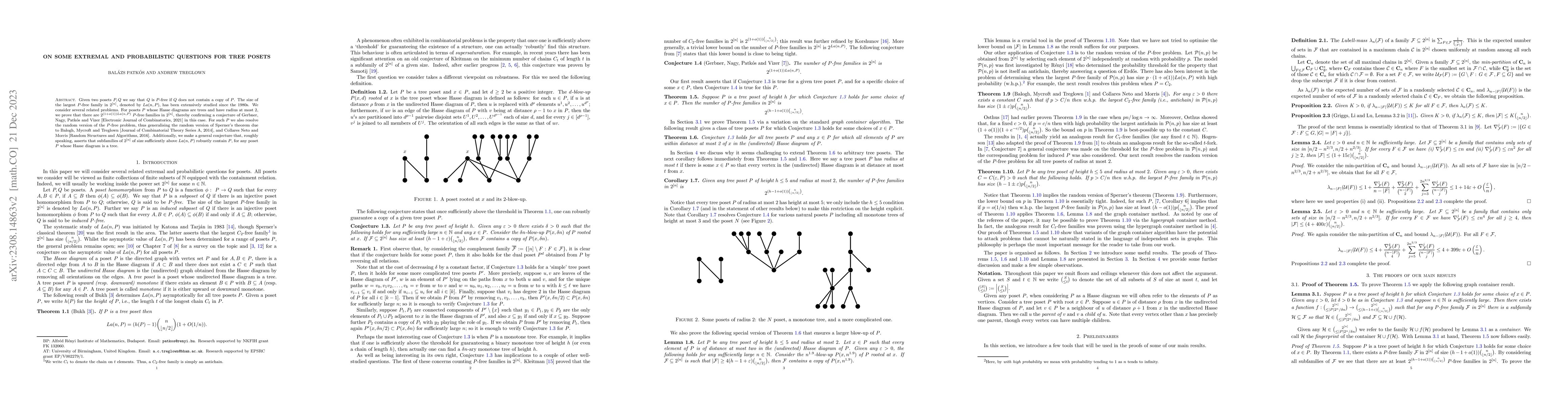 Thumbnail for On some extremal and probabilistic questions for tree posets