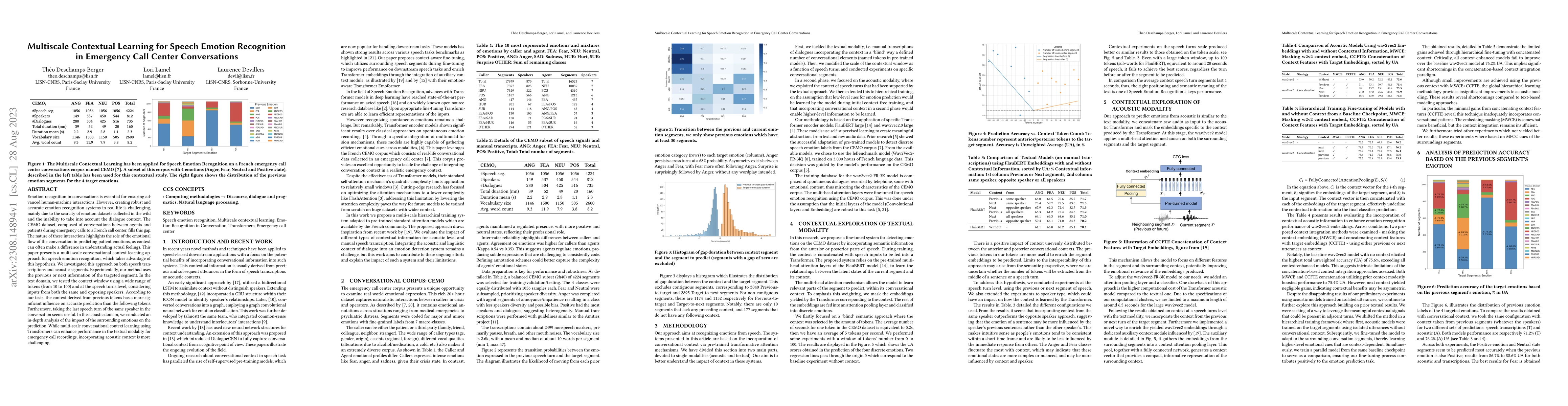 Thumbnail for Multiscale Contextual Learning for Speech Emotion Recognition in
  Emergency Call Center Conversations