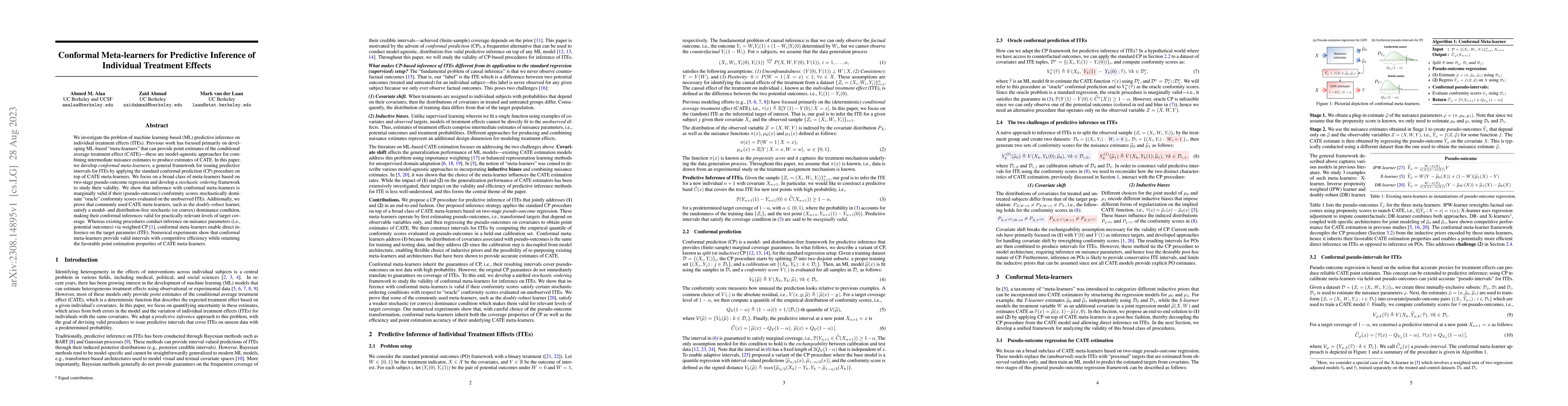 Thumbnail for Conformal Meta-learners for Predictive Inference of Individual Treatment
  Effects