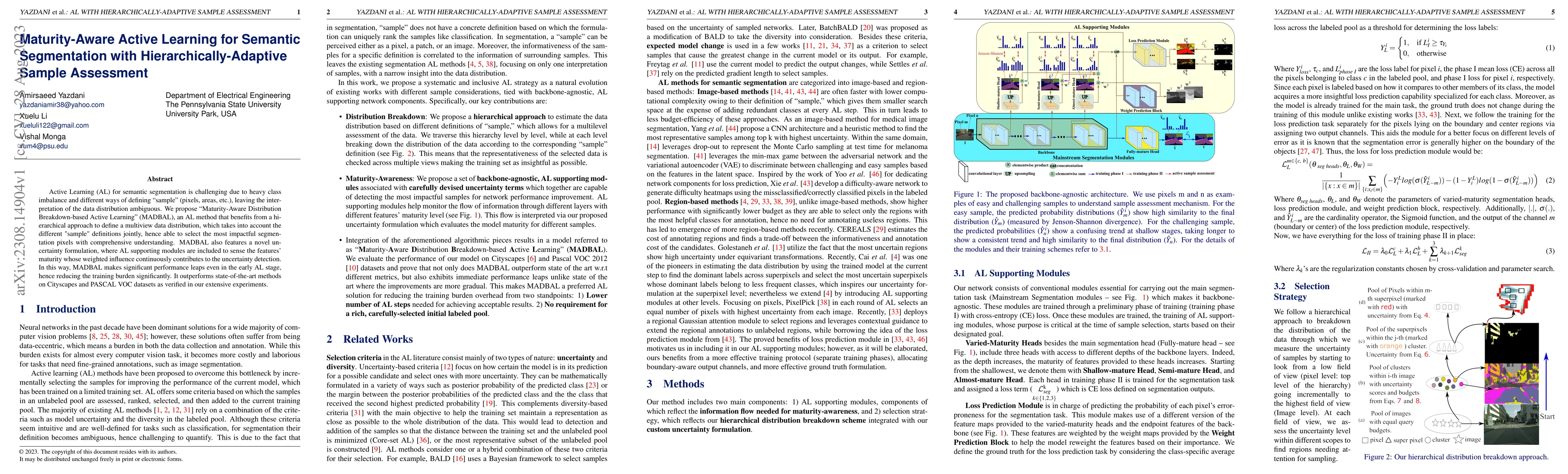 Thumbnail for Maturity-Aware Active Learning for Semantic Segmentation with
  Hierarchically-Adaptive Sample Assessment