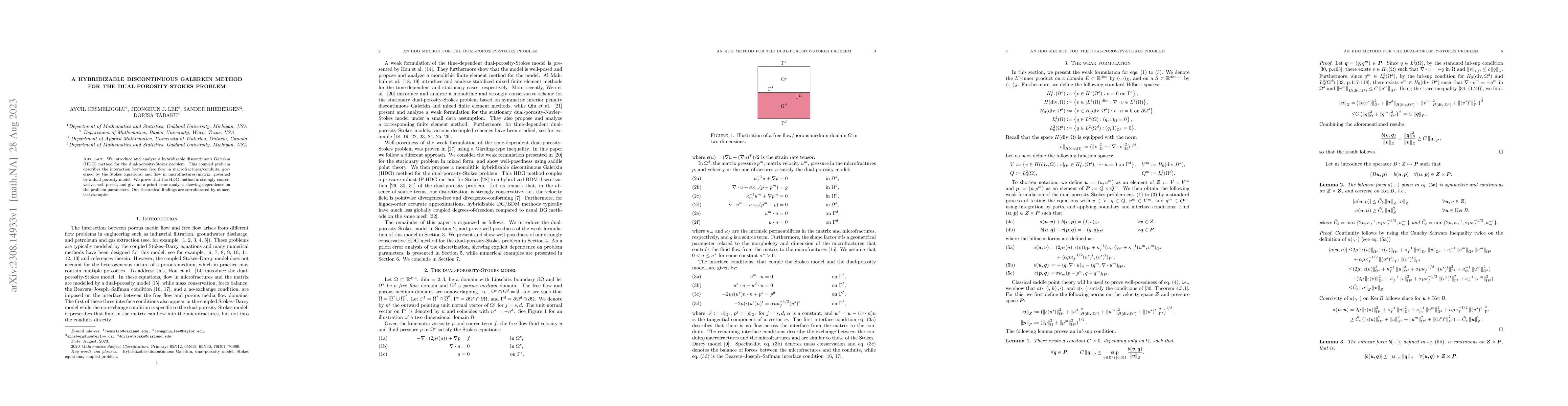 Thumbnail for A hybridizable discontinuous Galerkin method for the
  dual-porosity-Stokes problem