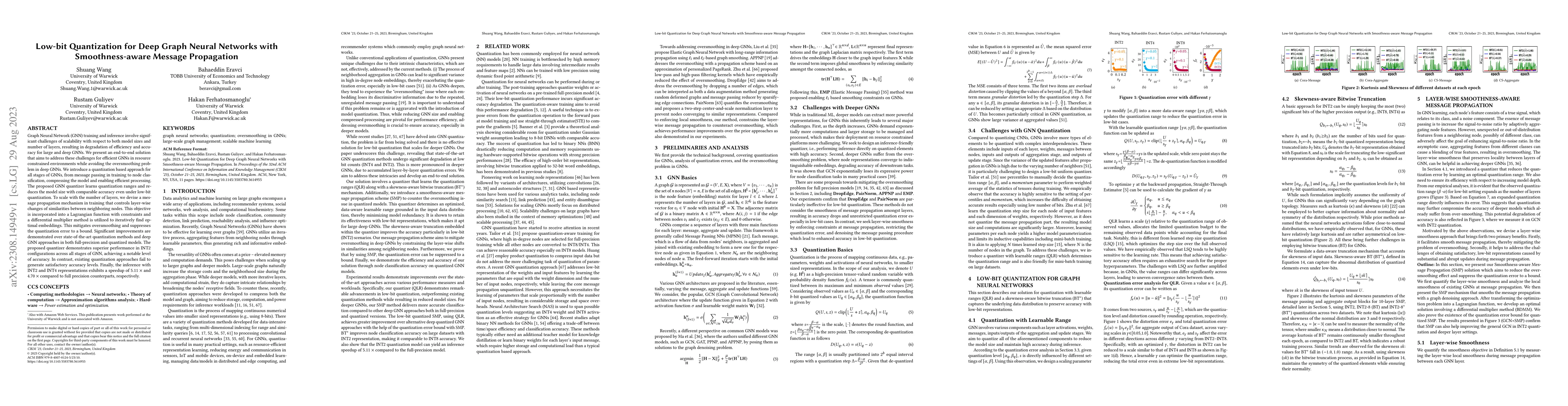 Thumbnail for Low-bit Quantization for Deep Graph Neural Networks with
  Smoothness-aware Message Propagation