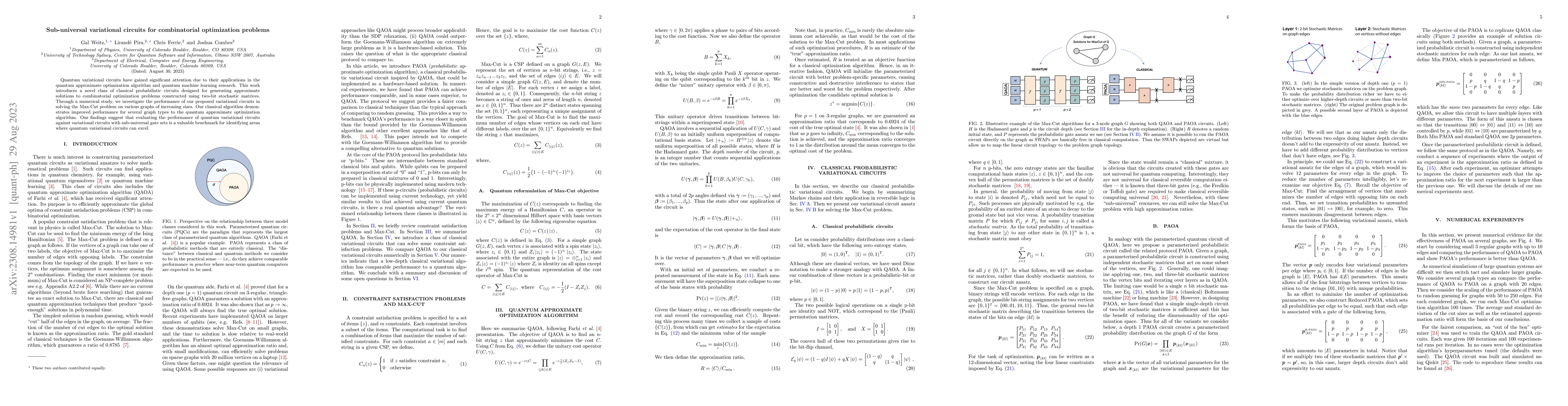 Thumbnail for Sub-universal variational circuits for combinatorial optimization
  problems