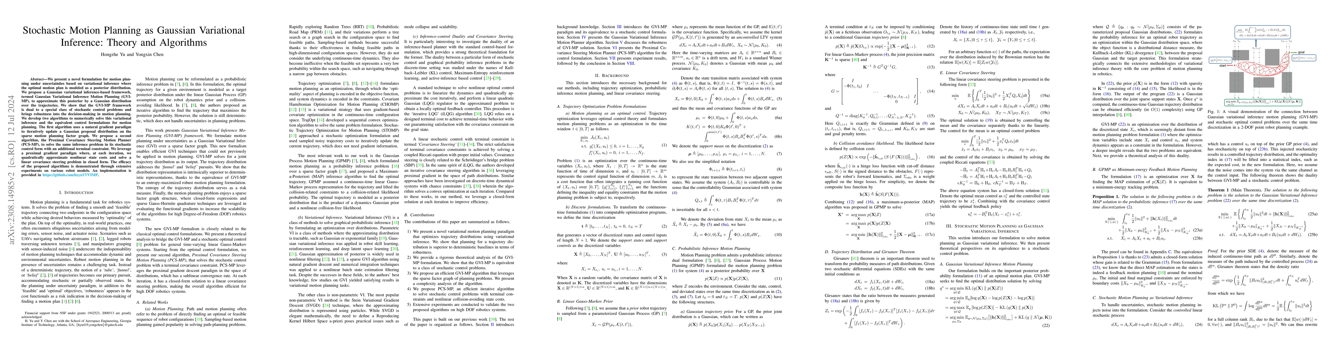 Thumbnail for Stochastic Motion Planning as Gaussian Variational Inference: Theory and
  Algorithms