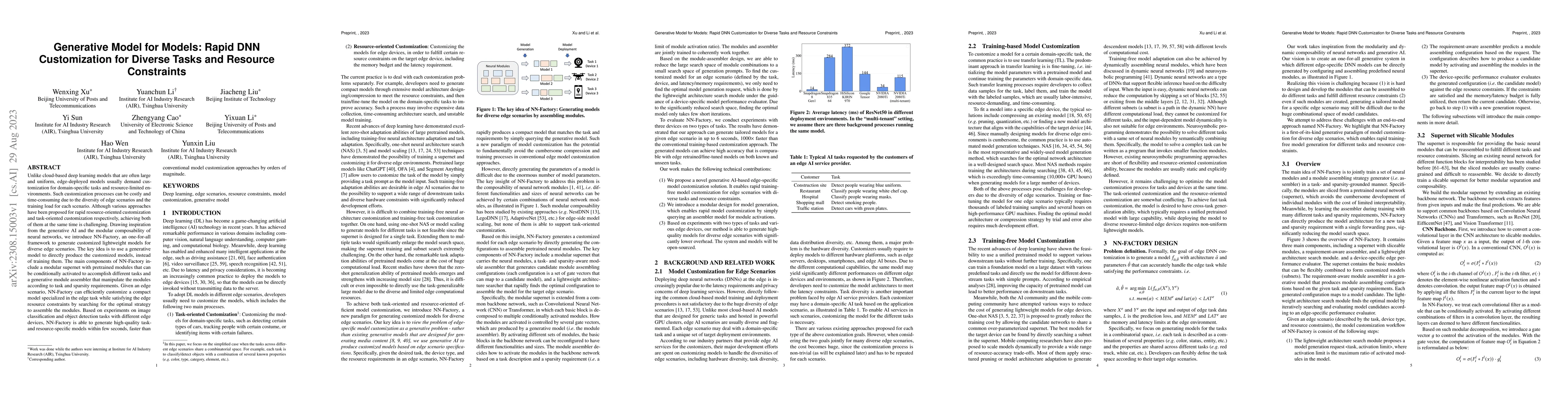 Thumbnail for Generative Model for Models: Rapid DNN Customization for Diverse Tasks
  and Resource Constraints