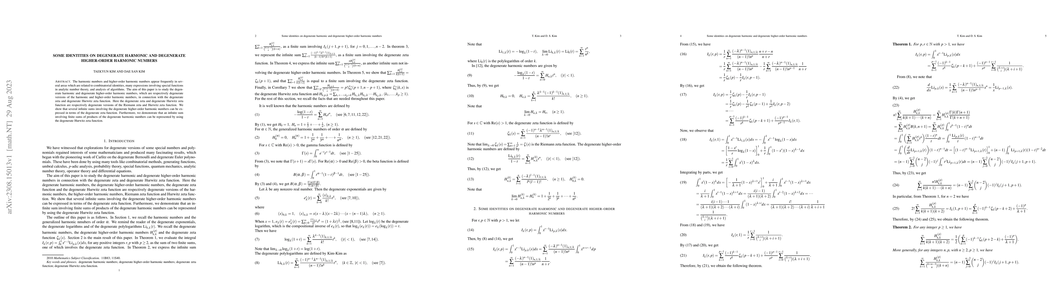 Thumbnail for Some identities on degenerate harmonic and degenerate higher-order
  harmonic numbers