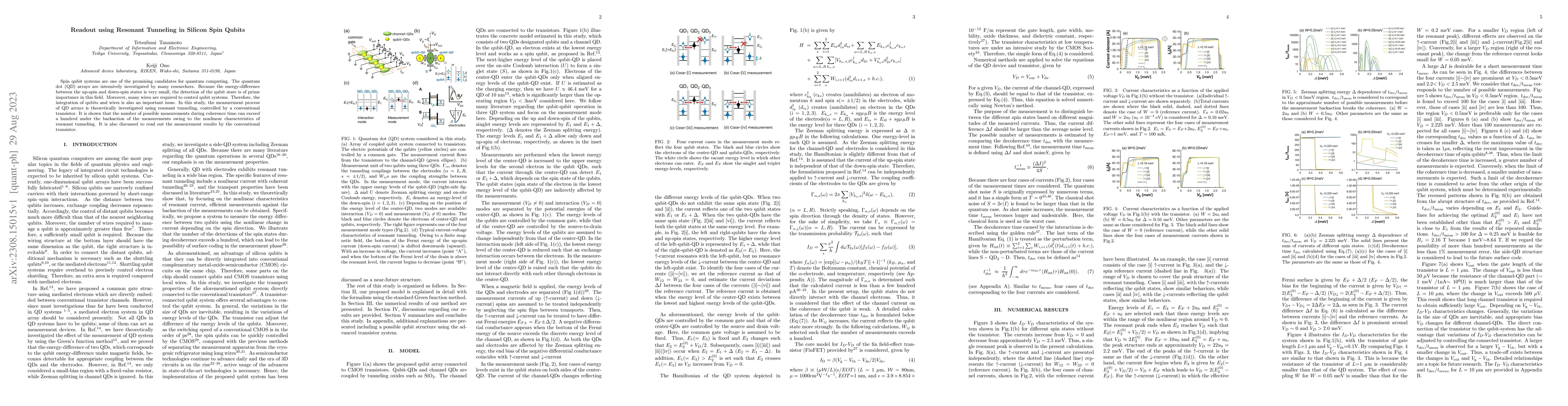 Thumbnail for Readout using Resonant Tunneling in Silicon Spin Qubits
