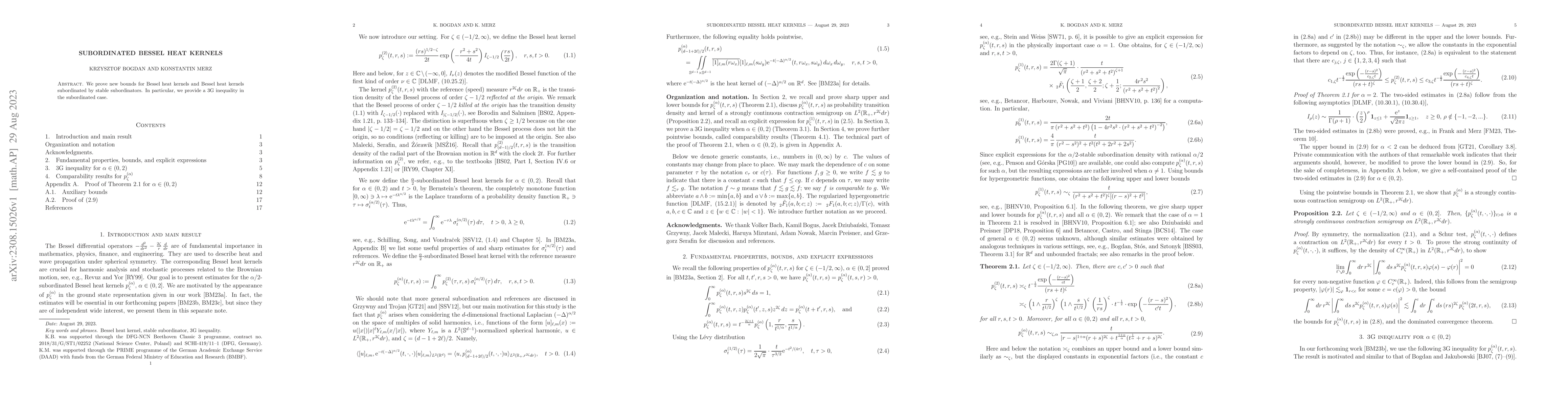 Thumbnail for Subordinated Bessel heat kernels