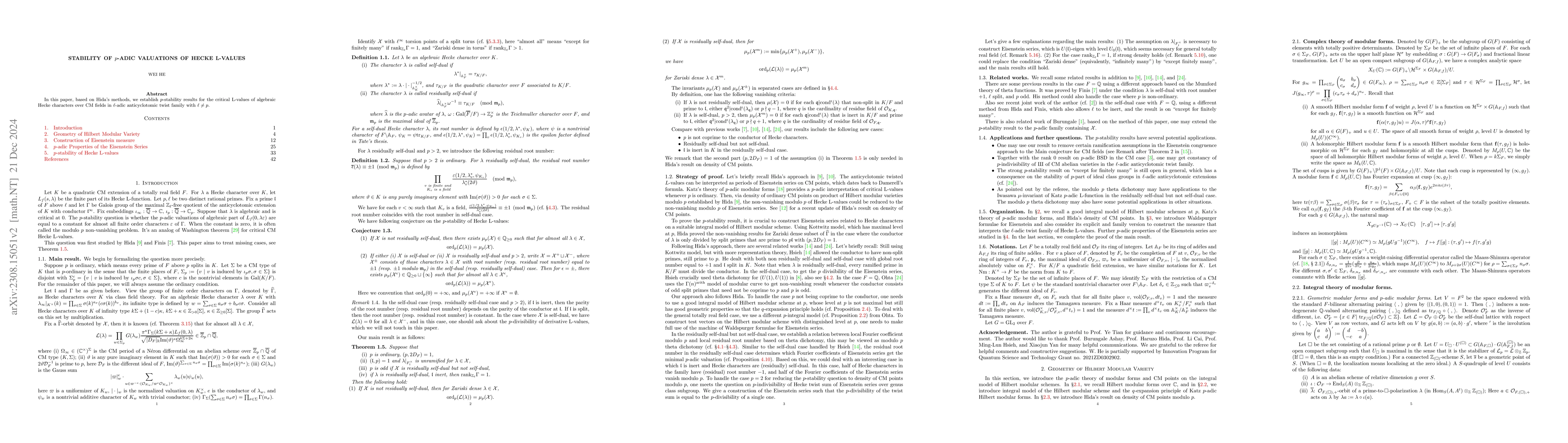 Thumbnail for Stability of $p$-adic valuations of Hecke L-values