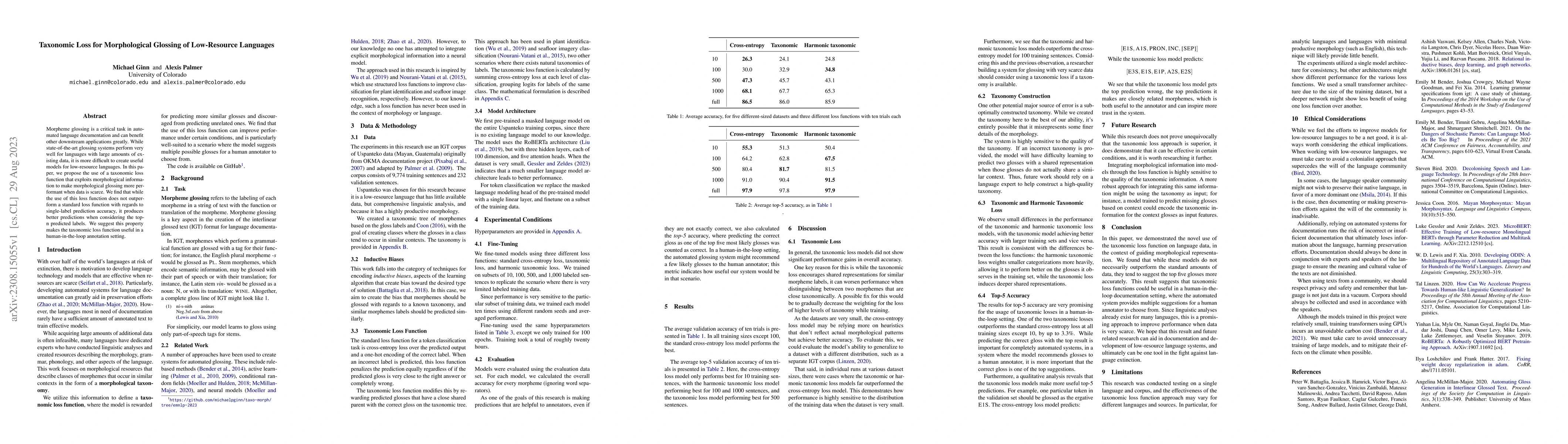 Thumbnail for Taxonomic Loss for Morphological Glossing of Low-Resource Languages