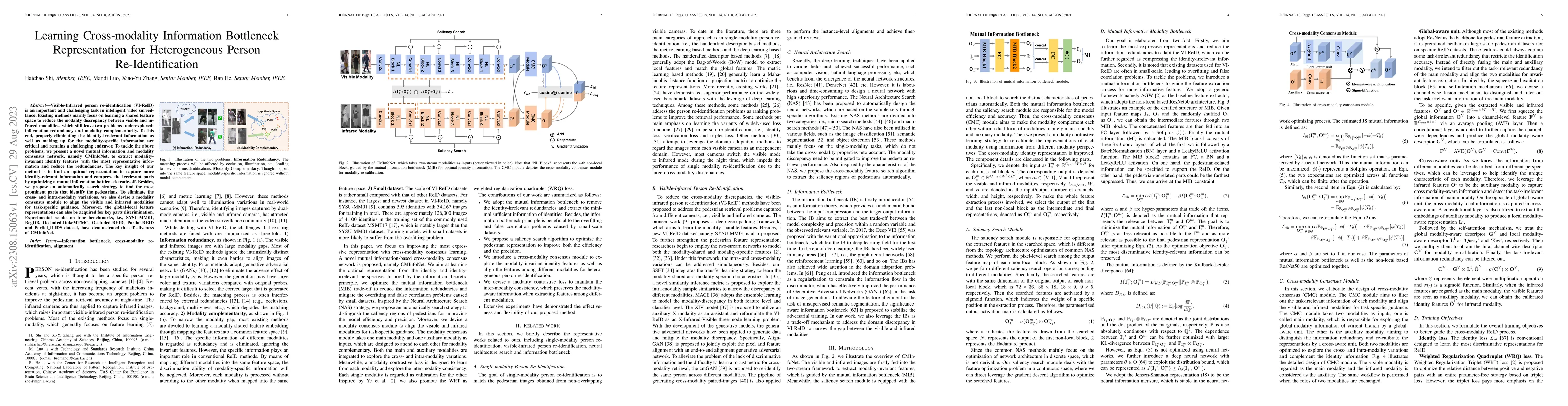 Thumbnail for Learning Cross-modality Information Bottleneck Representation for
  Heterogeneous Person Re-Identification