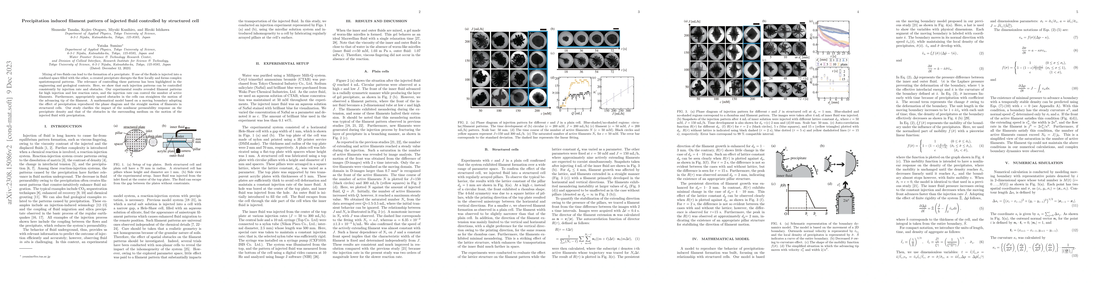 Thumbnail for Precipitation induced filament pattern of injected fluid controlled by
  structured cell