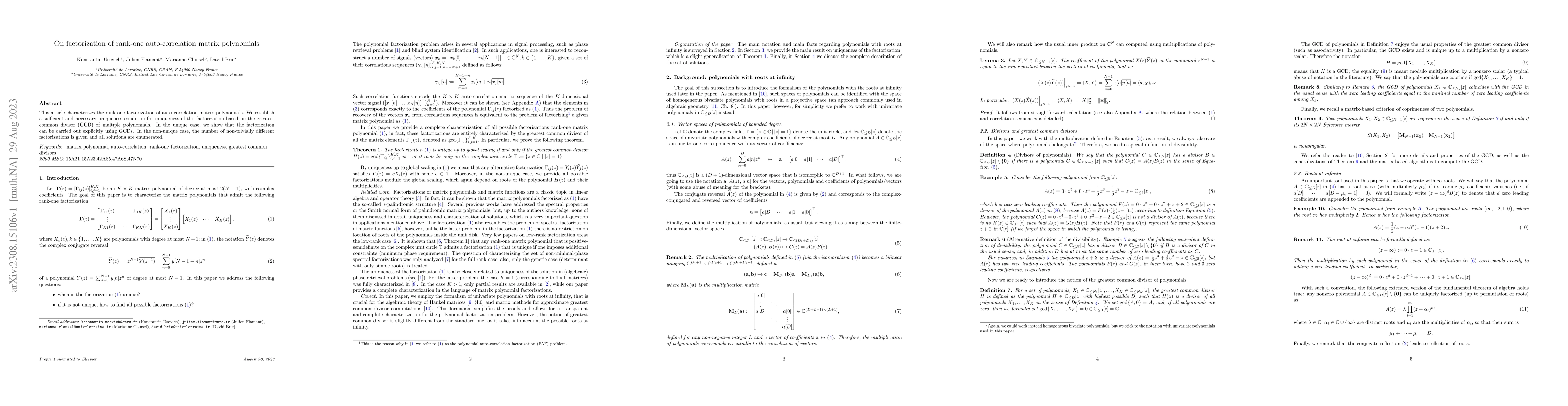 Thumbnail for On factorization of rank-one auto-correlation matrix polynomials