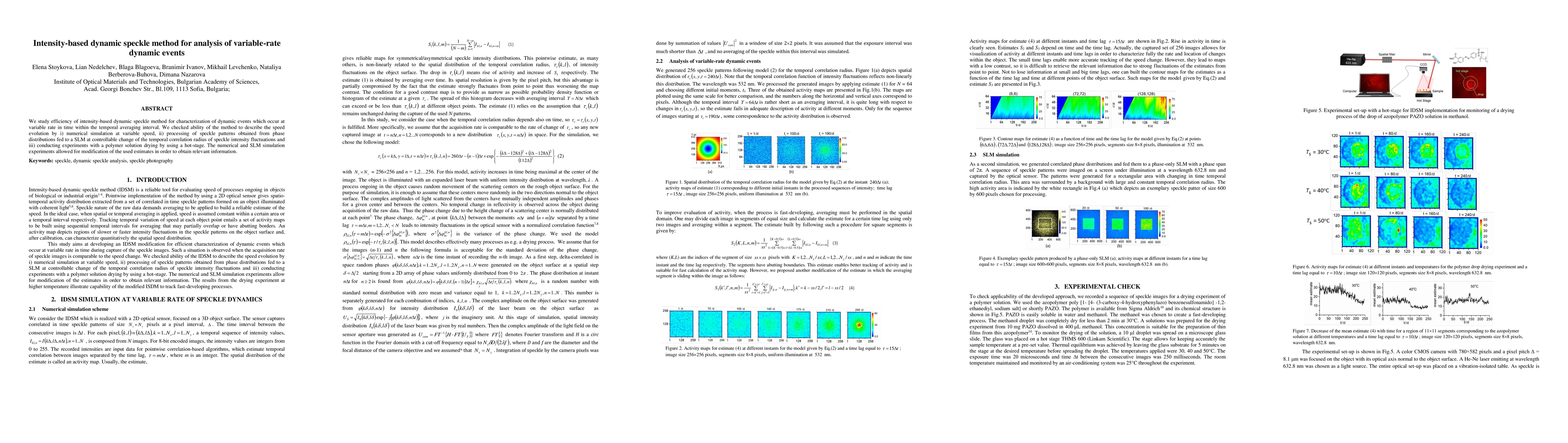 Thumbnail for Intensity-based dynamic speckle method for analysis of variable-rate
  dynamic events