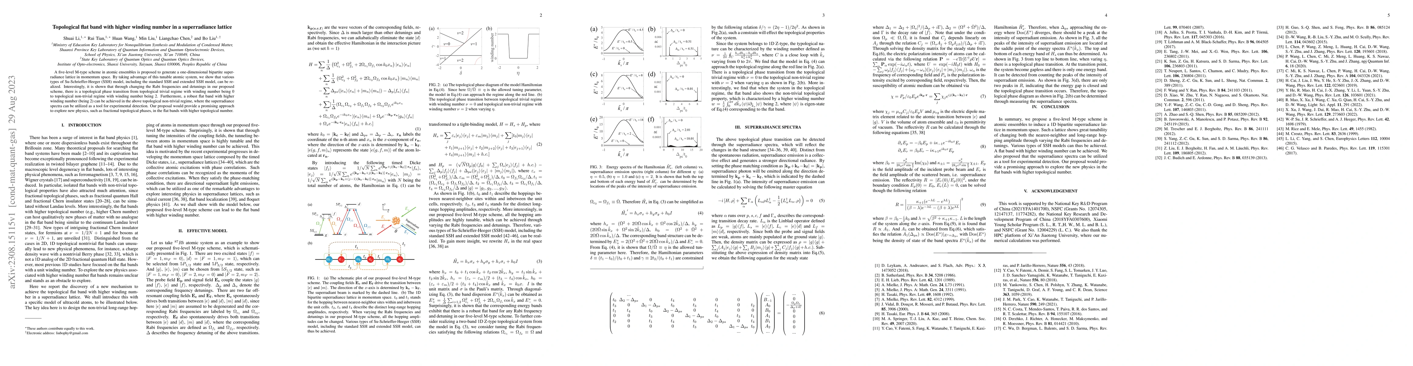 Thumbnail for Topological flat band with higher winding number in a superradiance
  lattice