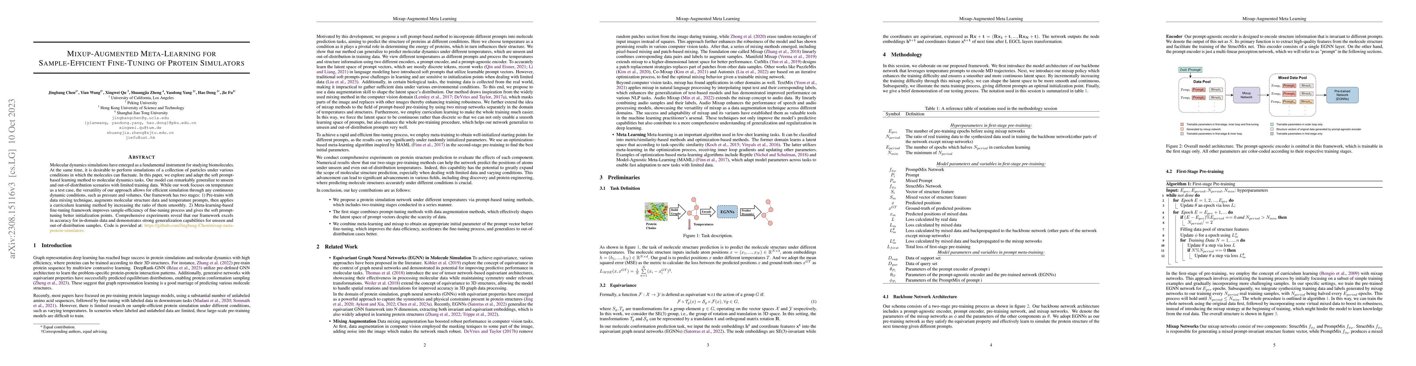 Thumbnail for Mixup-Augmented Meta-Learning for Sample-Efficient Fine-Tuning of
  Protein Simulators
