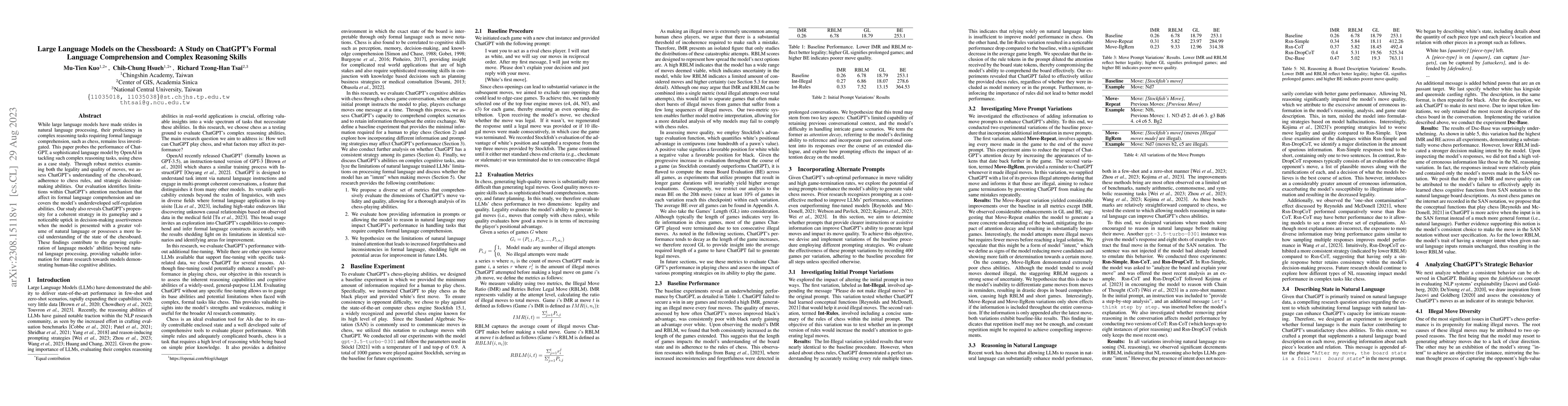 Thumbnail for Large Language Models on the Chessboard: A Study on ChatGPT's Formal
  Language Comprehension and Complex Reasoning Skills