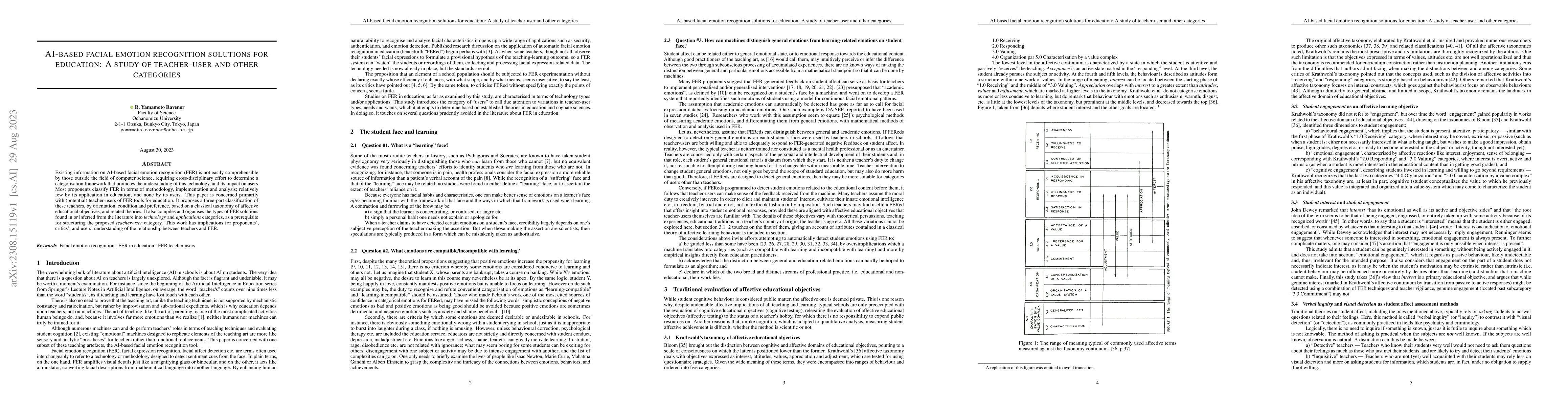 Thumbnail for AI-Based Facial Emotion Recognition Solutions for Education: A Study of
  Teacher-User and Other Categories