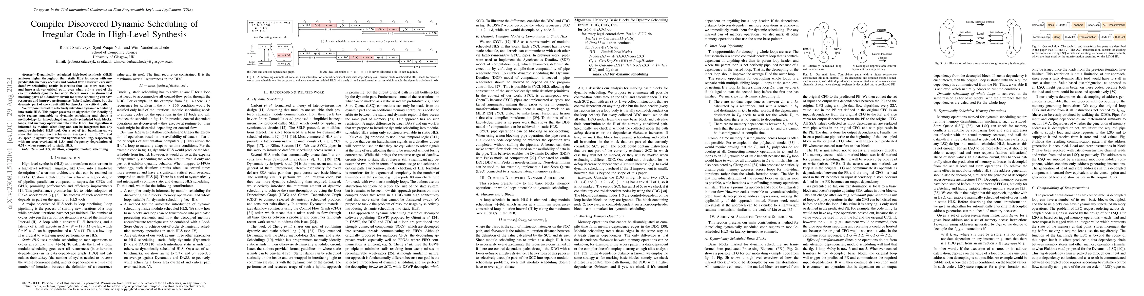 Thumbnail for Compiler Discovered Dynamic Scheduling of Irregular Code in High-Level
  Synthesis