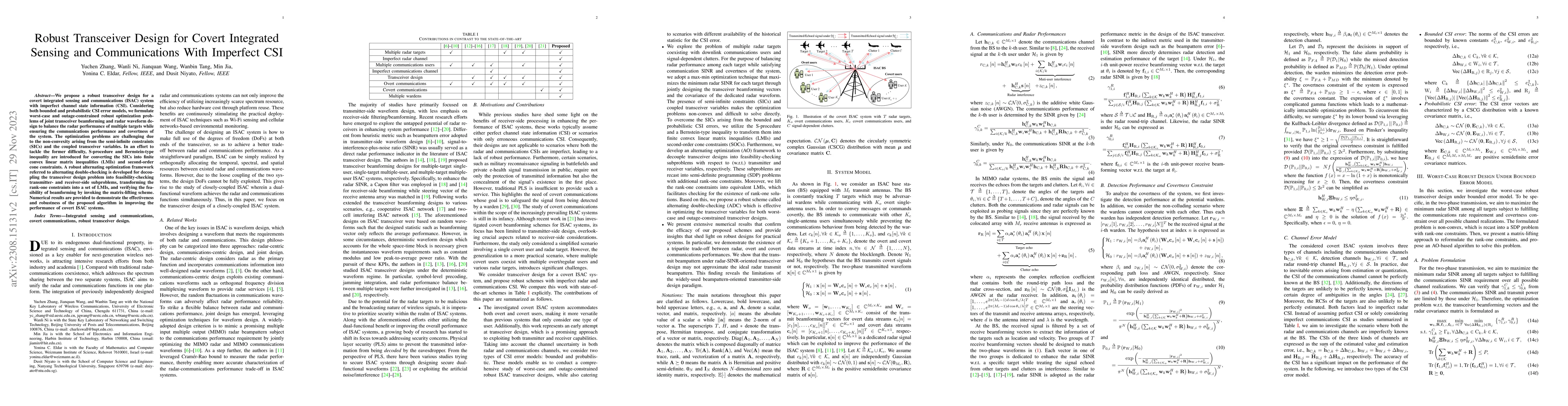 Thumbnail for Robust Transceiver Design for Covert Integrated Sensing and
  Communications With Imperfect CSI