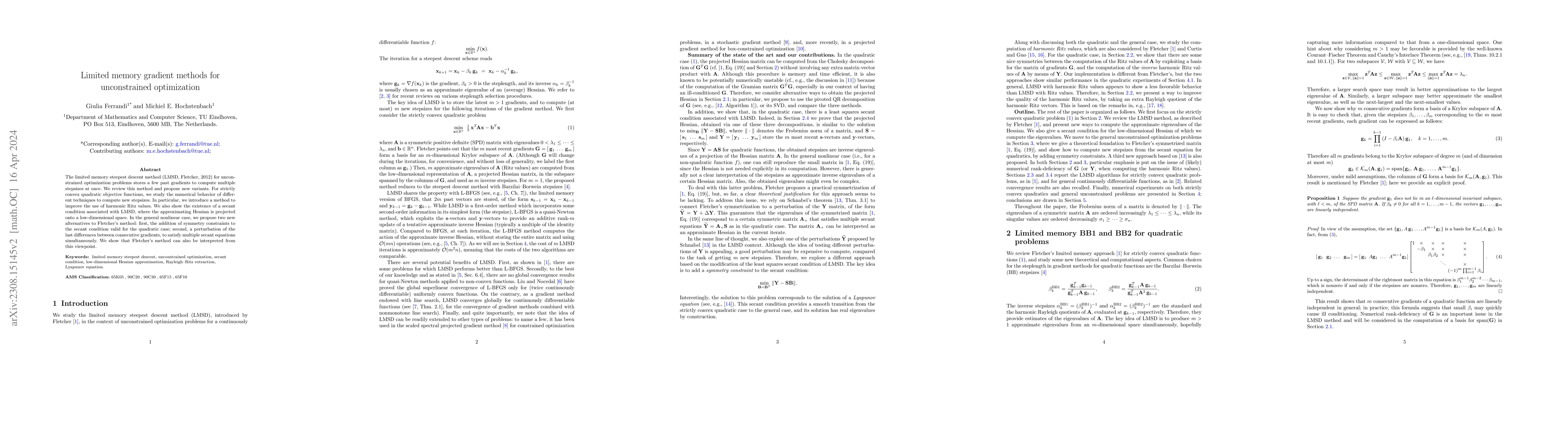 Thumbnail for Limited memory gradient methods for unconstrained optimization