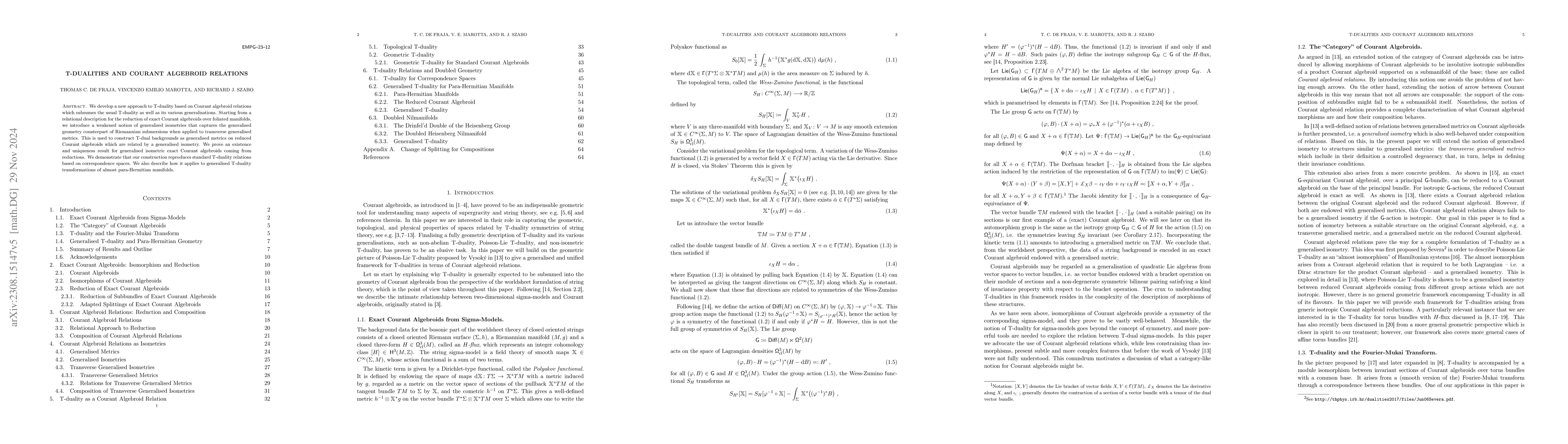 Thumbnail for T-Dualities and Courant Algebroid Relations