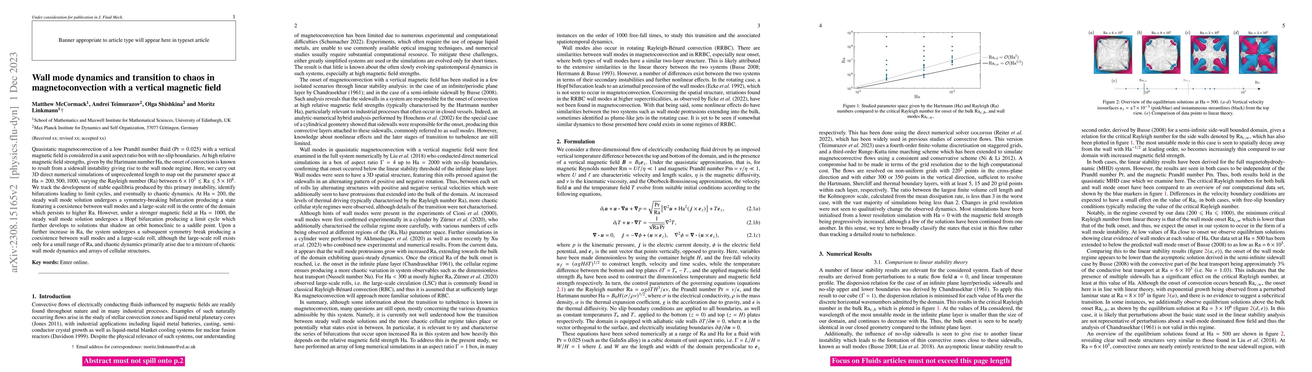 Thumbnail for Wall mode dynamics and transition to chaos in magnetoconvection with a
  vertical magnetic field