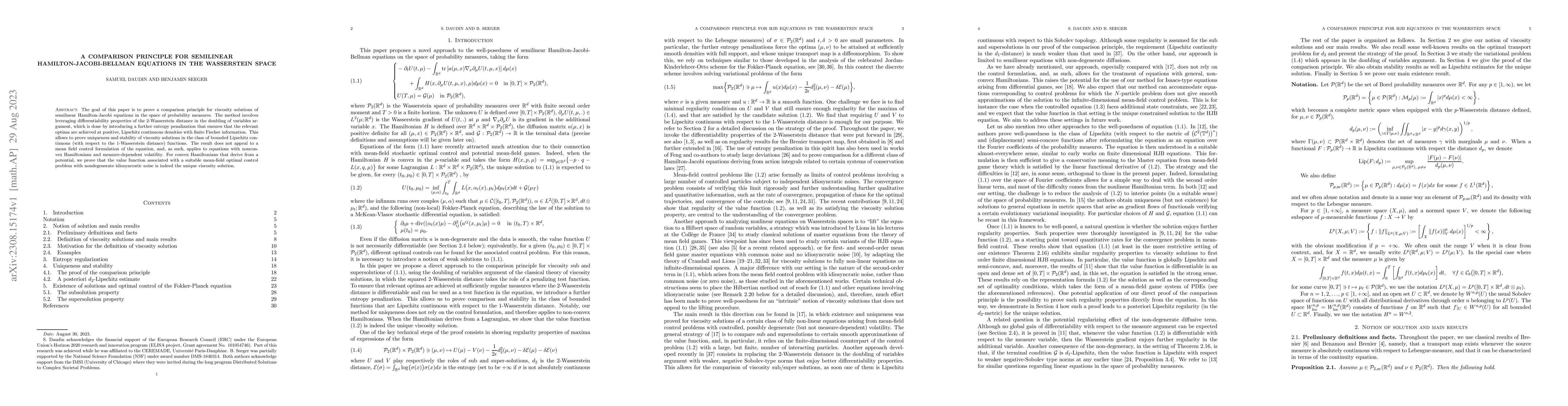 Thumbnail for A comparison principle for semilinear Hamilton-Jacobi-Bellman equations
  in the Wasserstein space