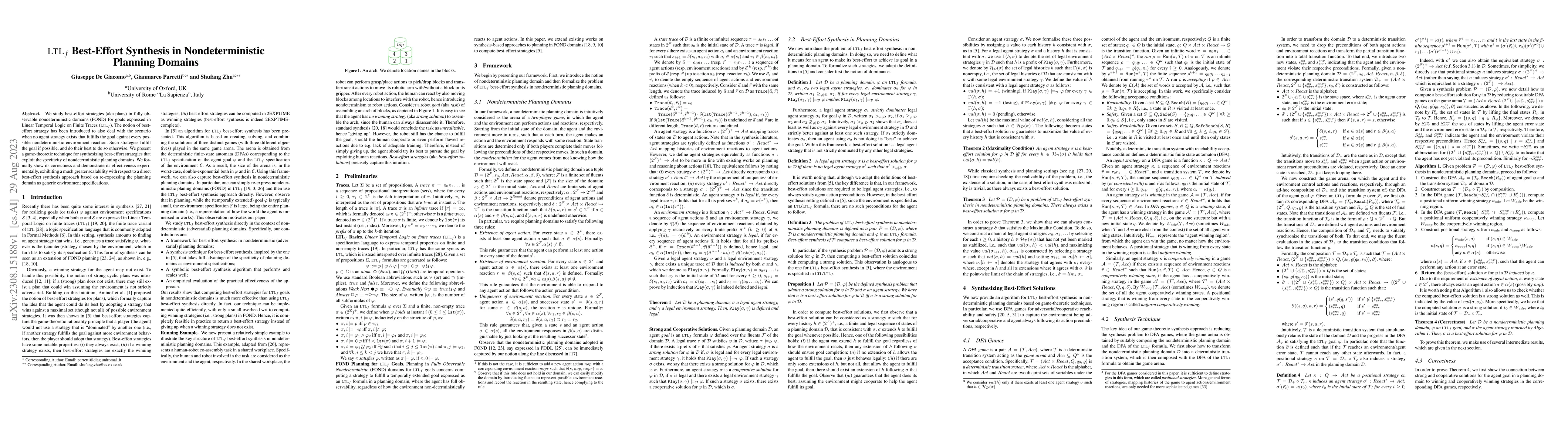 Thumbnail for LTLf Best-Effort Synthesis in Nondeterministic Planning Domains