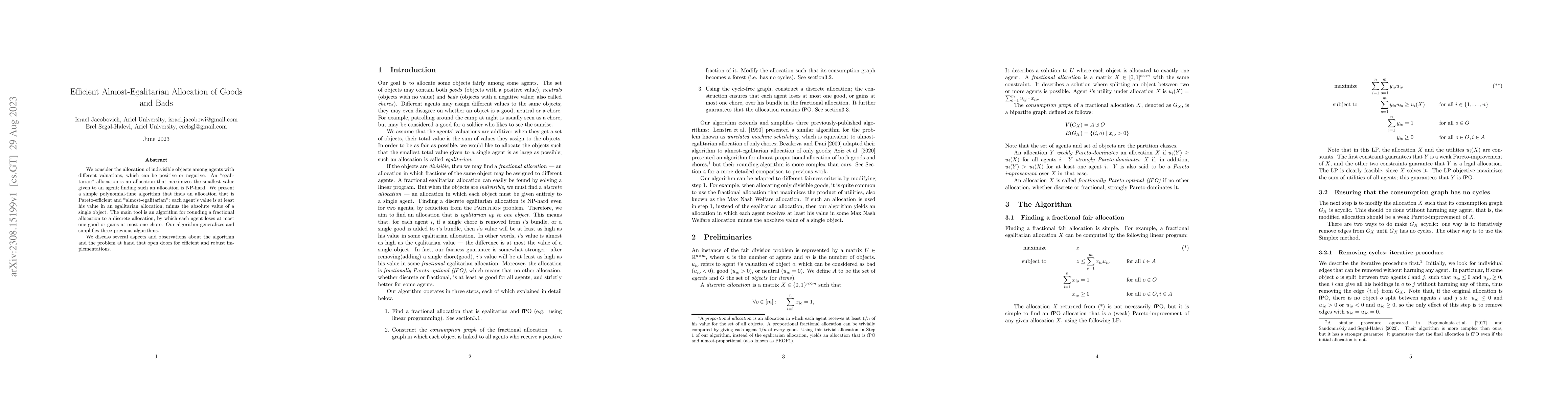 Thumbnail for Efficient Almost-Egalitarian Allocation of Goods and Bads