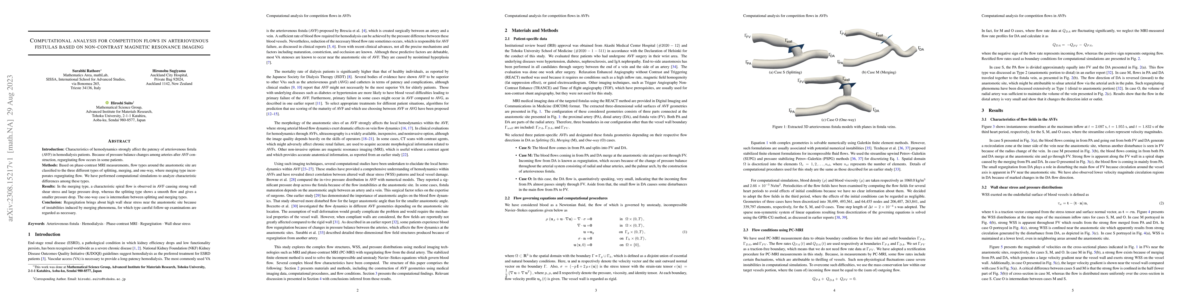 Thumbnail for Computational analysis for competition flows in arteriovenous fistulas
  based on non-contrast magnetic resonance imaging