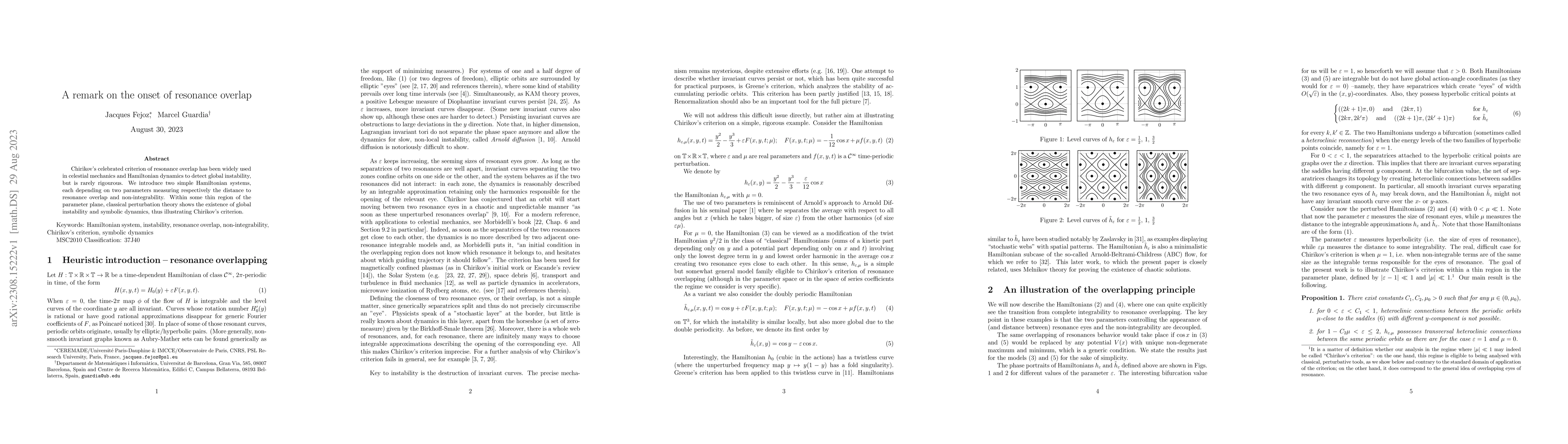 Thumbnail for A remark on the onset of resonance overlap