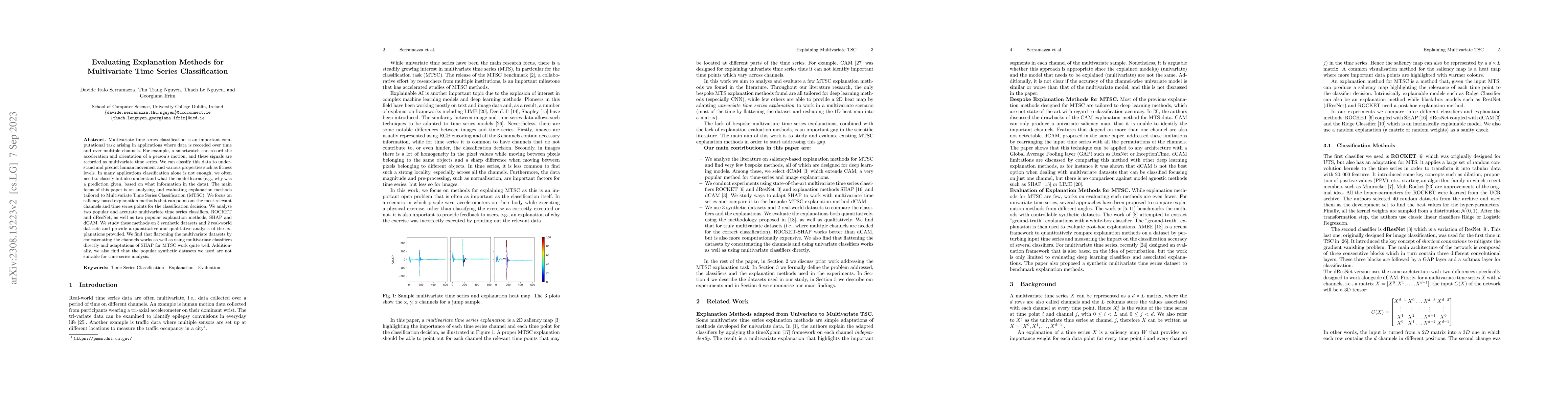 Thumbnail for Evaluating Explanation Methods for Multivariate Time Series
  Classification