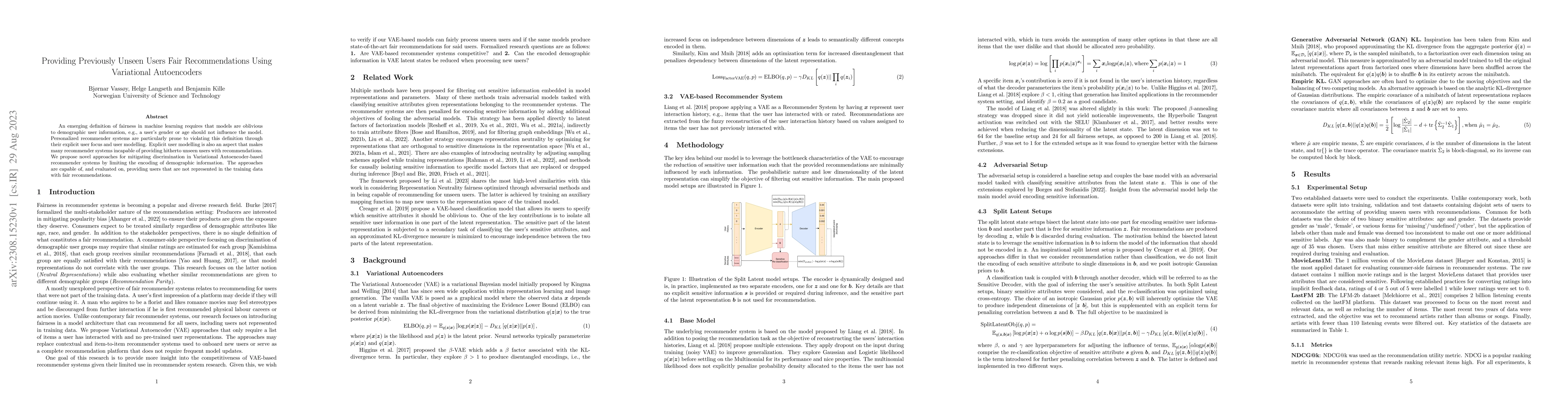 Thumbnail for Providing Previously Unseen Users Fair Recommendations Using Variational
  Autoencoders