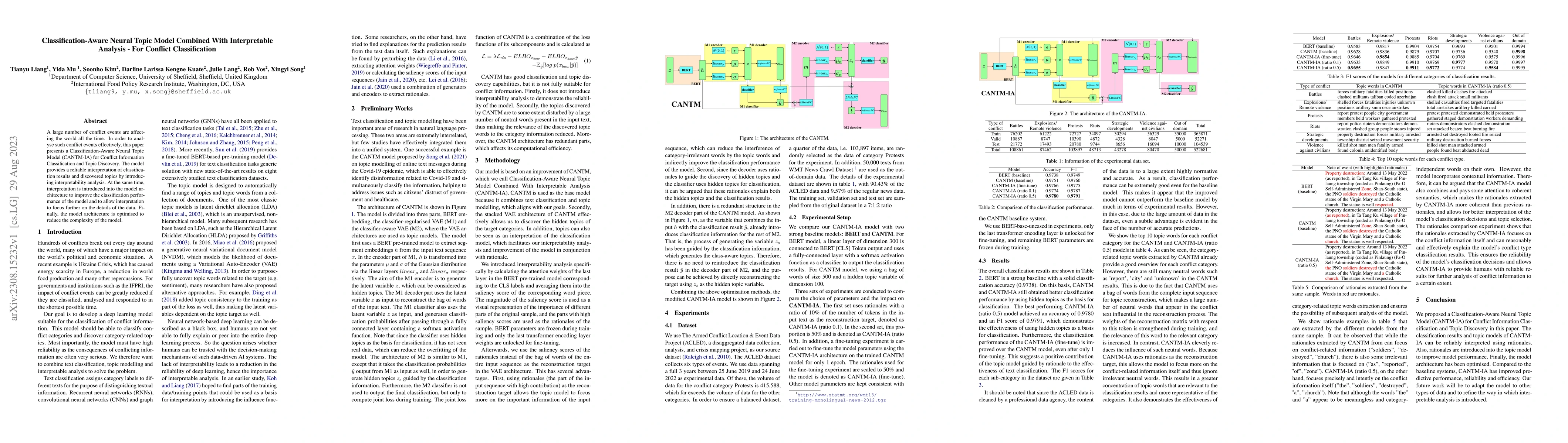 Thumbnail for Classification-Aware Neural Topic Model Combined With Interpretable
  Analysis -- For Conflict Classification