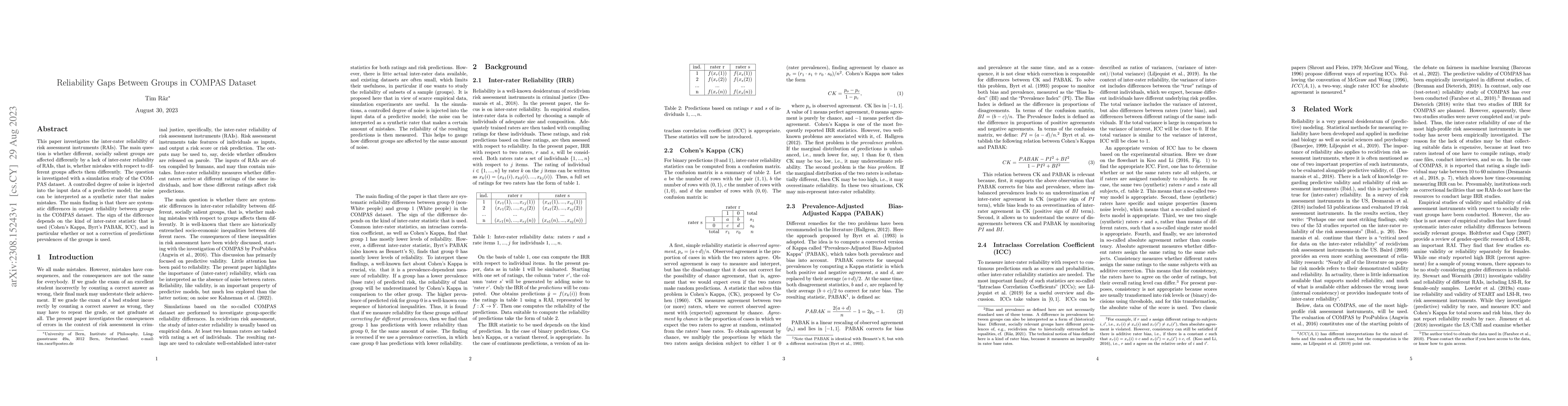 Thumbnail for Reliability Gaps Between Groups in COMPAS Dataset