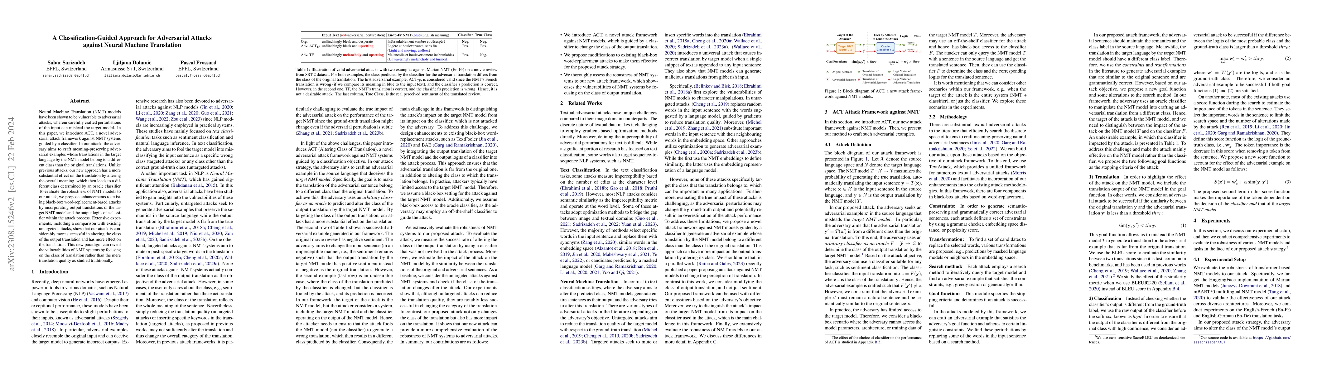 Thumbnail for A Classification-Guided Approach for Adversarial Attacks against Neural
  Machine Translation