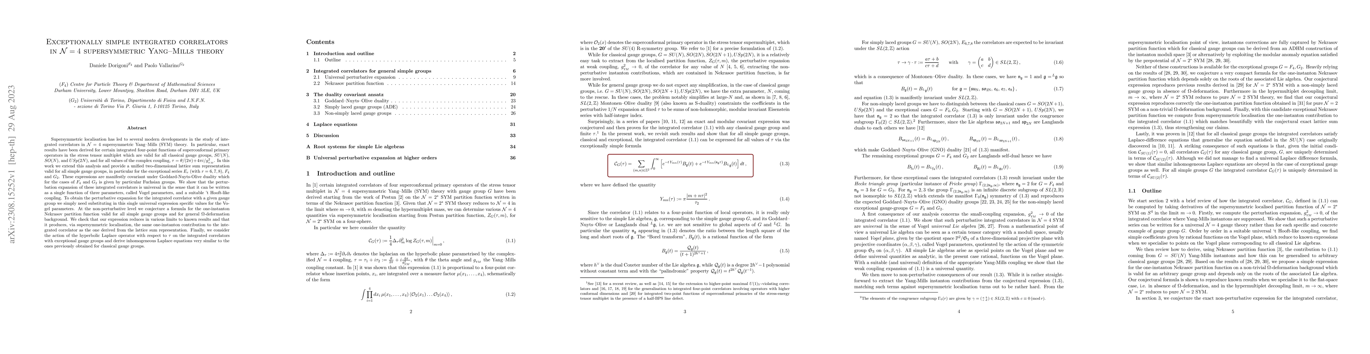 Thumbnail for Exceptionally simple integrated correlators in $\mathcal{N}=4$
  supersymmetric Yang-Mills theory