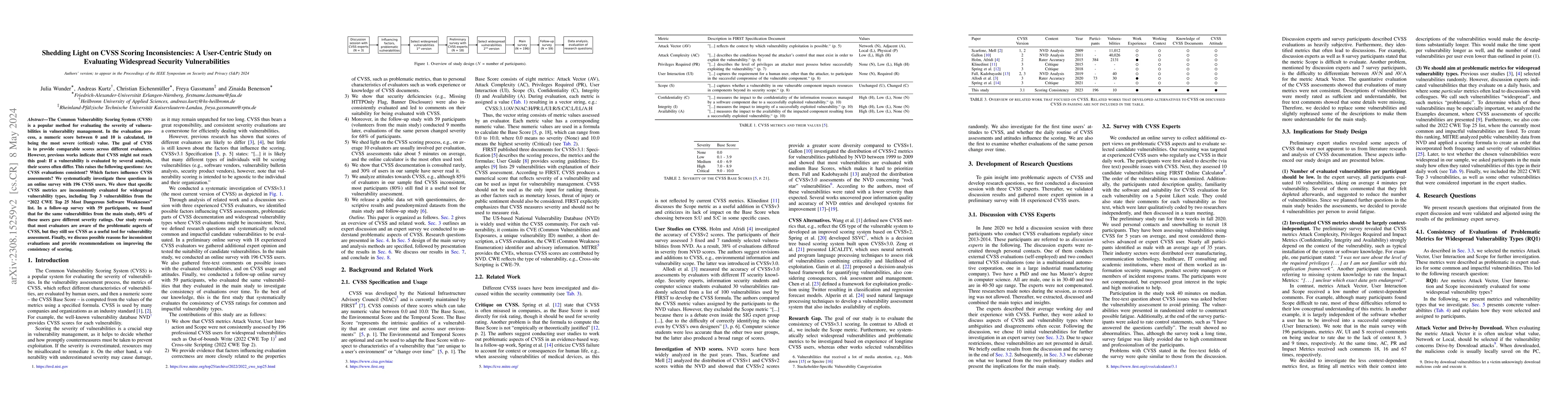 Thumbnail for Shedding Light on CVSS Scoring Inconsistencies: A User-Centric Study on
  Evaluating Widespread Security Vulnerabilities